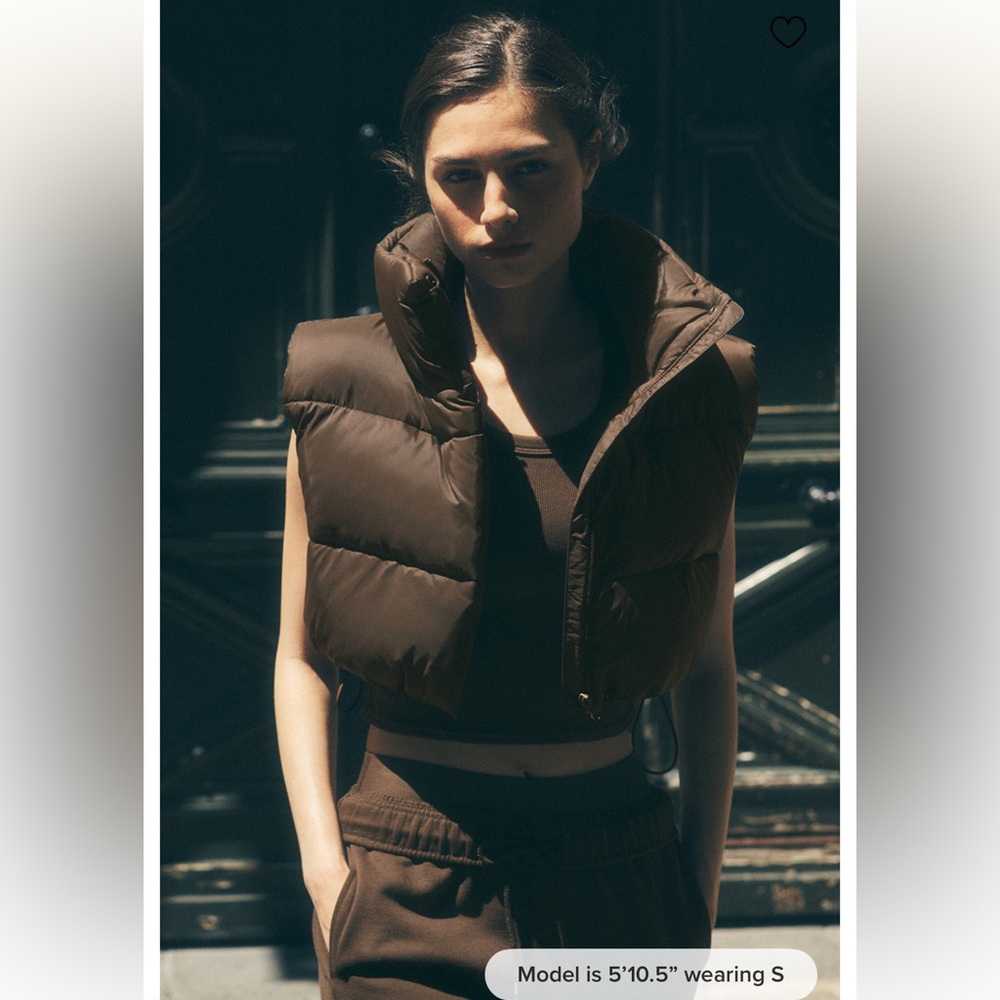 Brand new with tags! Cropped Gold Rush Puffer Vest - Espresso, Size M